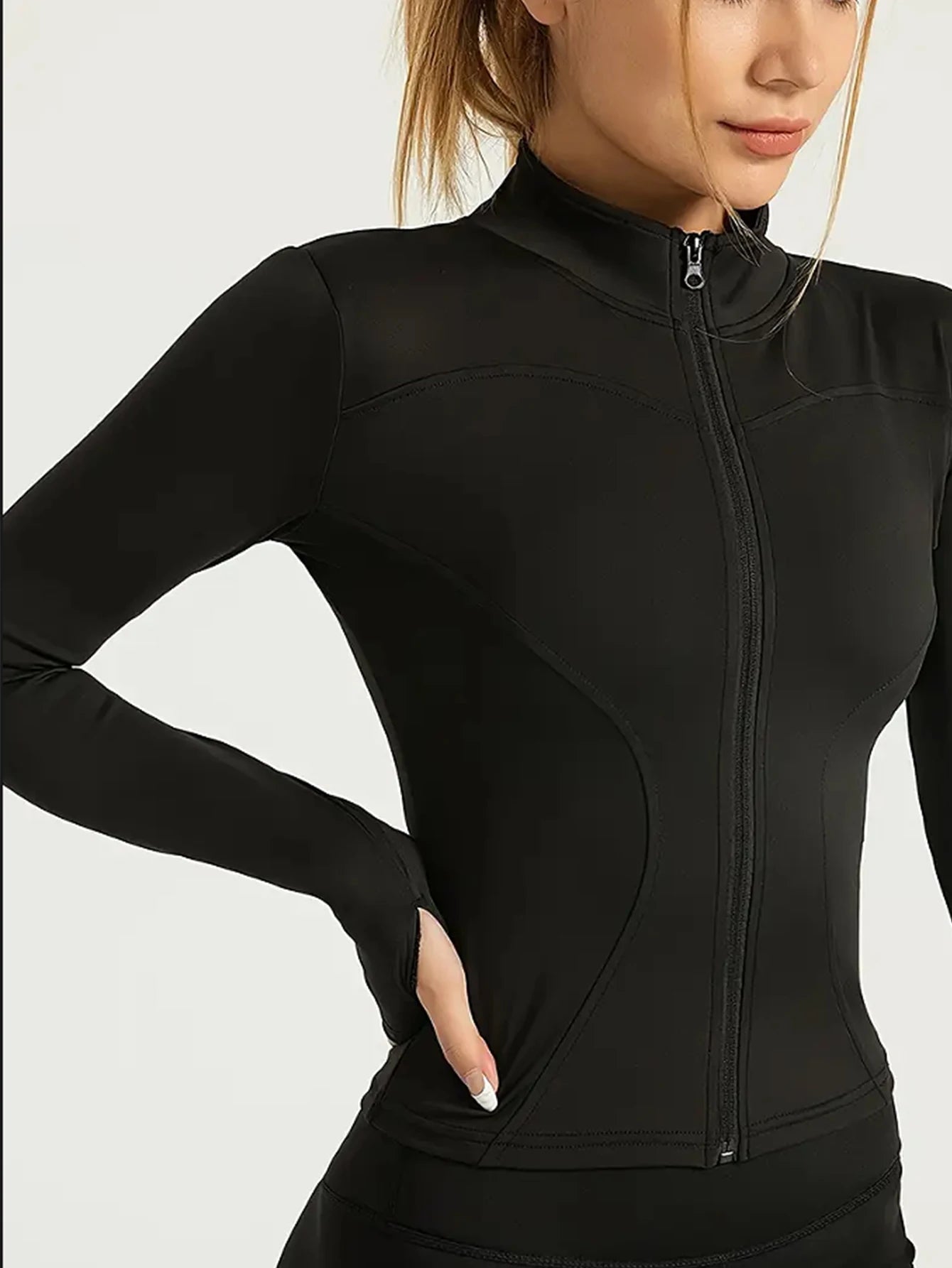 Casaco Fitness Slim para Mulher – Casaco Desportivo Yoga com Fecho