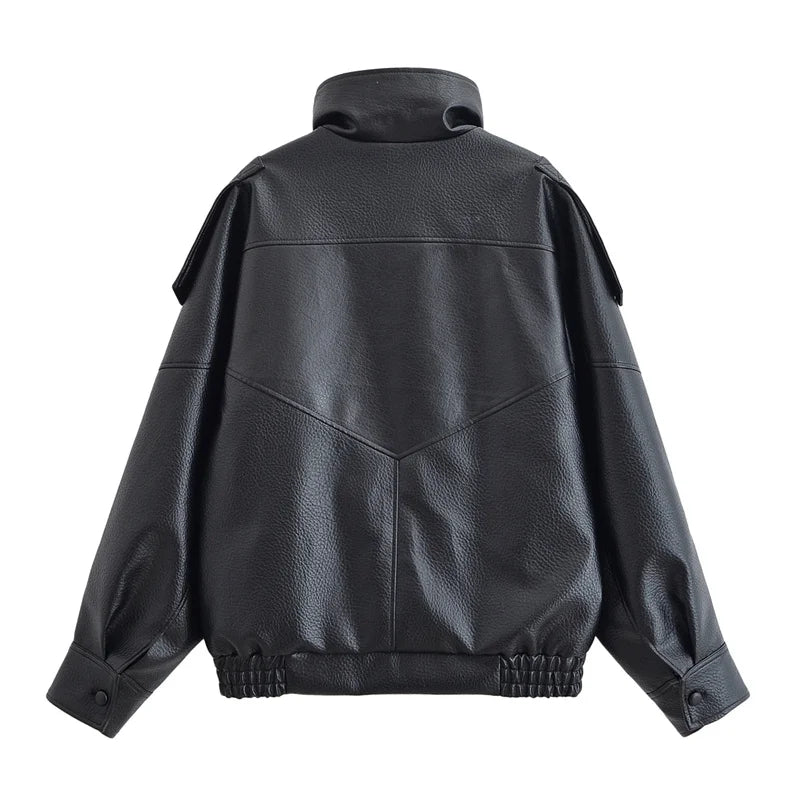 Casaco Biker Oversized para Mulher – Estilo Urbano Moderno