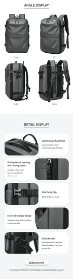 Mochila Masculina de Viagem com Compressão a Vácuo – Portátil 17’’ e Grande Capacidade