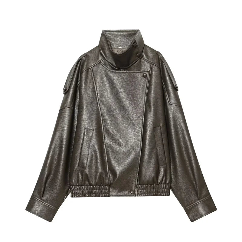 Casaco Biker Oversized para Mulher – Estilo Urbano Moderno