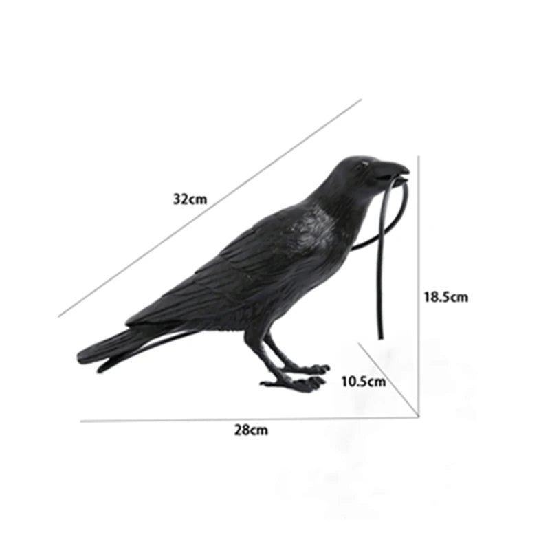Aplique de Parede Decorativo em Resina “Lucky Bird” – Candeeiro LED Artístico com Corvo para Quarto e Sala (Lâmpada Incluída)