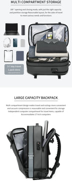 Mochila Masculina de Viagem com Compressão a Vácuo – Portátil 17’’ e Grande Capacidade