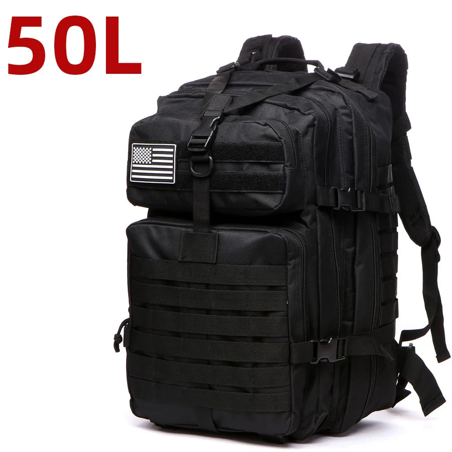 Mochila Tática 25L/50L – Nylon Impermeável para Caminhadas, Viagens e Aventura