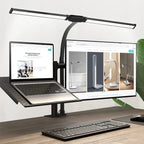 Candeeiro de Secretária LED com Dupla Cabeça e Pinça – Dimerizável, Ideal para Monitor, Escritório e Leitura