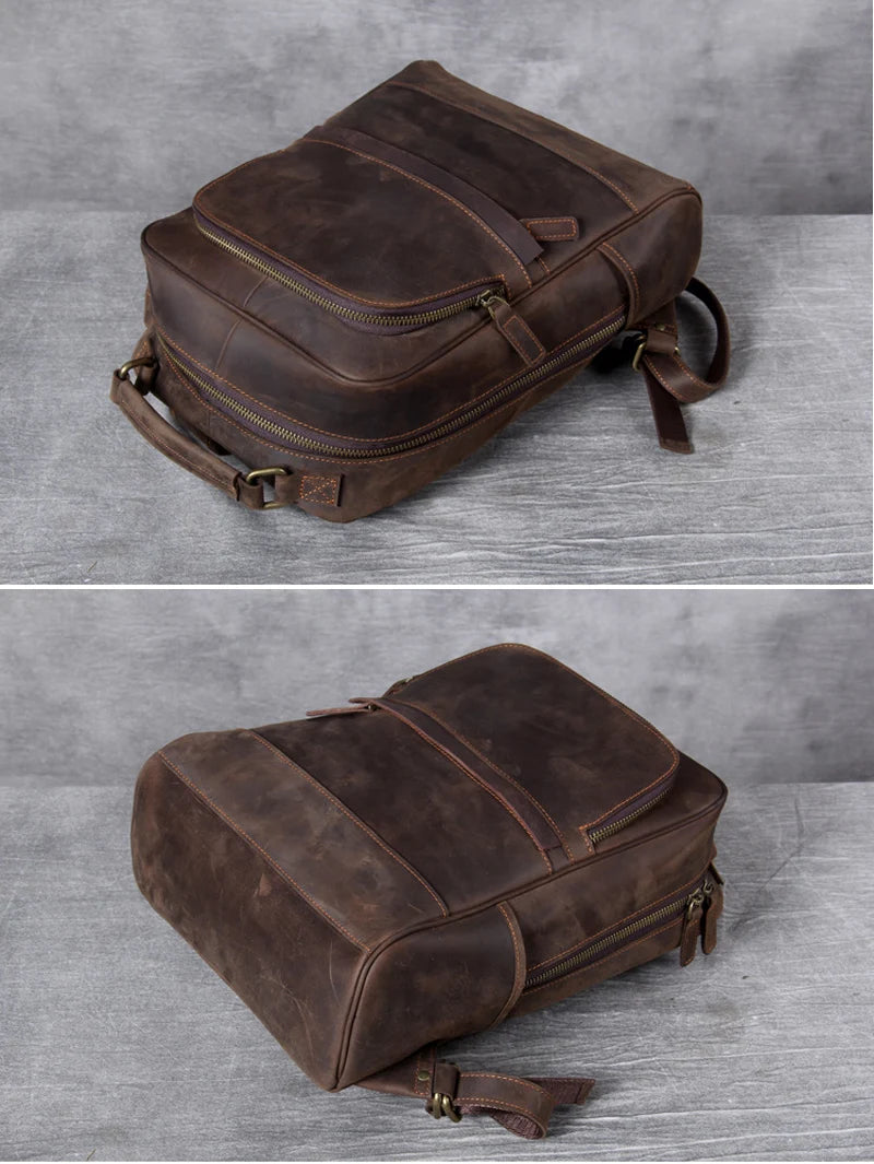 Mochila em Pele Genuína Vintage para Homem