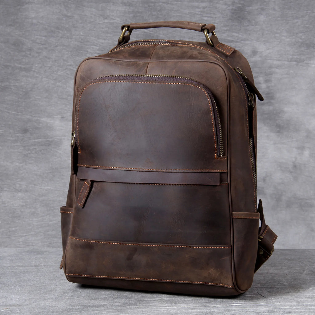 Mochila em Pele Genuína Vintage para Homem