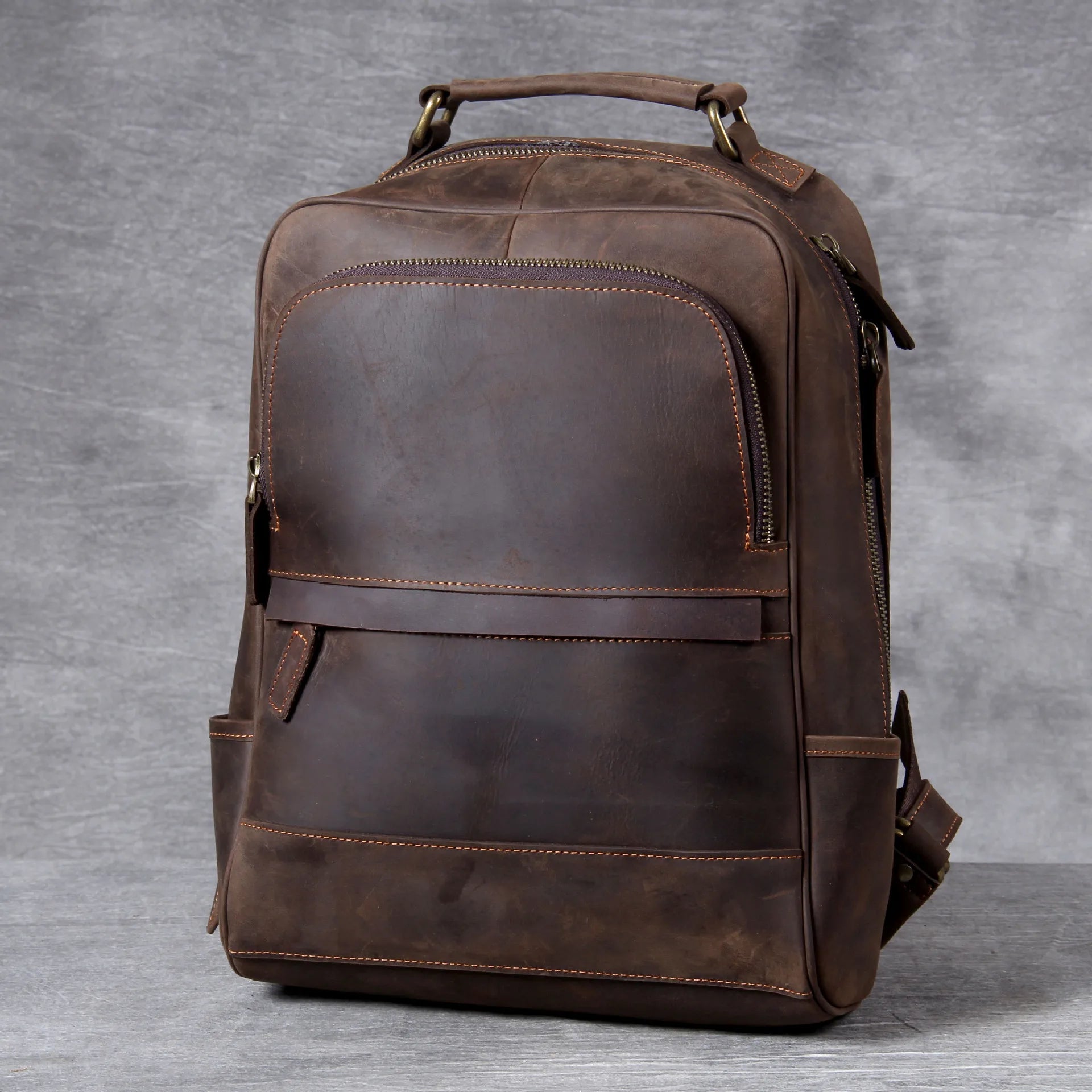 Mochila em Pele Genuína Vintage para Homem