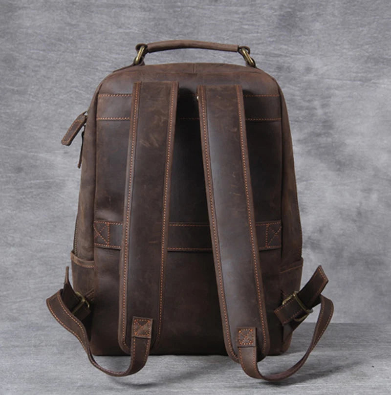 Mochila em Pele Genuína Vintage para Homem