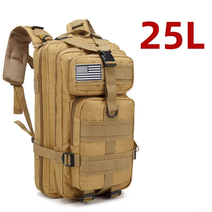 Mochila Tática 25L/50L – Nylon Impermeável para Caminhadas, Viagens e Aventura