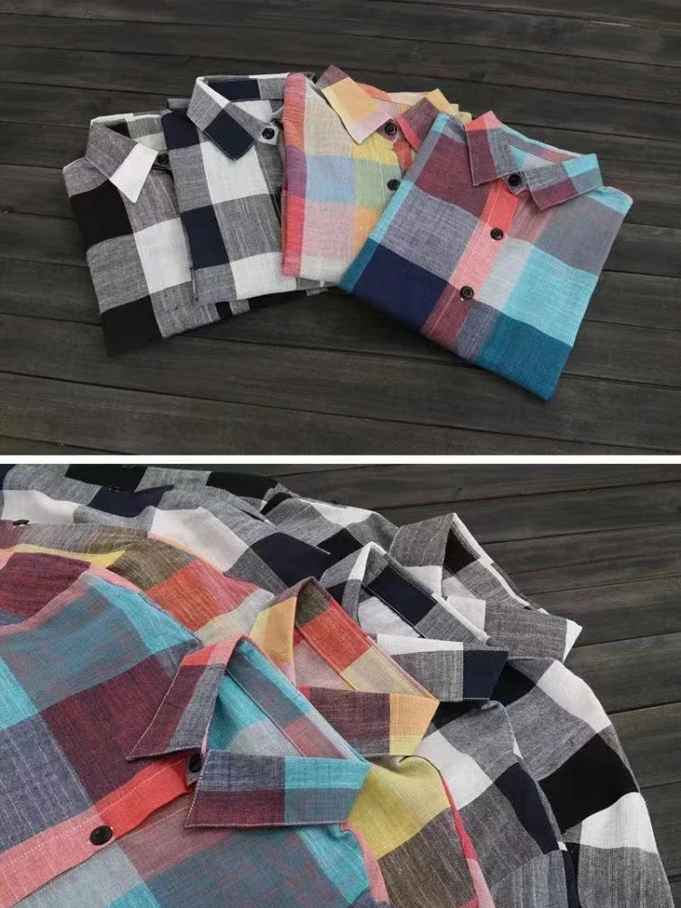 Camisa Feminina às Riscas – Estilo Casual Confortável para Outono