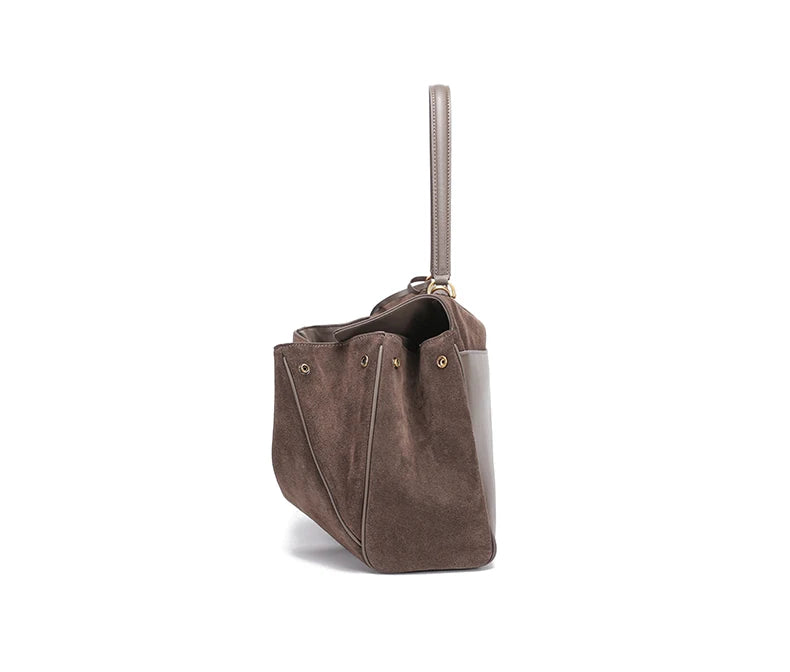 Mala Feminina em Camurça e Couro Genuíno – Tote de Luxo Outono/Inverno