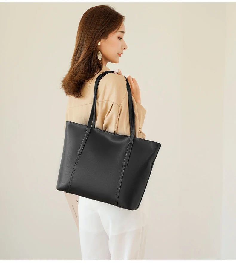 Mala Tote em Couro Natural – Elegância Minimalista para o Dia a Dia