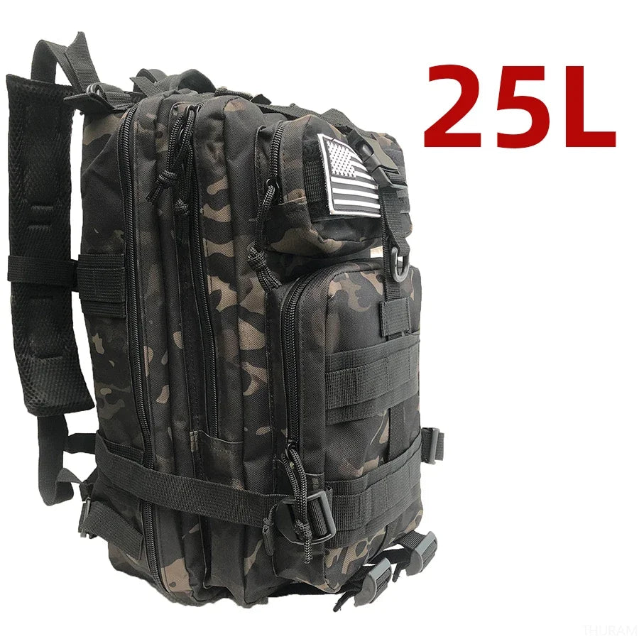 Mochila Tática 25L/50L – Nylon Impermeável para Caminhadas, Viagens e Aventura