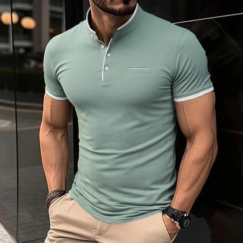 T-Shirt Masculina Gola Mandarim