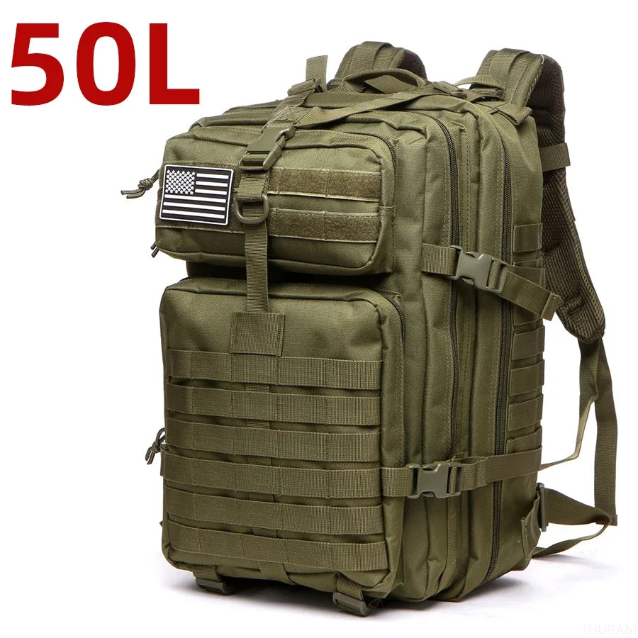 Mochila Tática 25L/50L – Nylon Impermeável para Caminhadas, Viagens e Aventura