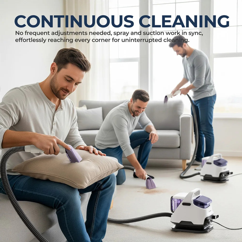 Máquina Portátil de Limpeza Profunda Multiusos – Limpador de Tapetes, Sofás e Estofos com Função Molhado e Seco
