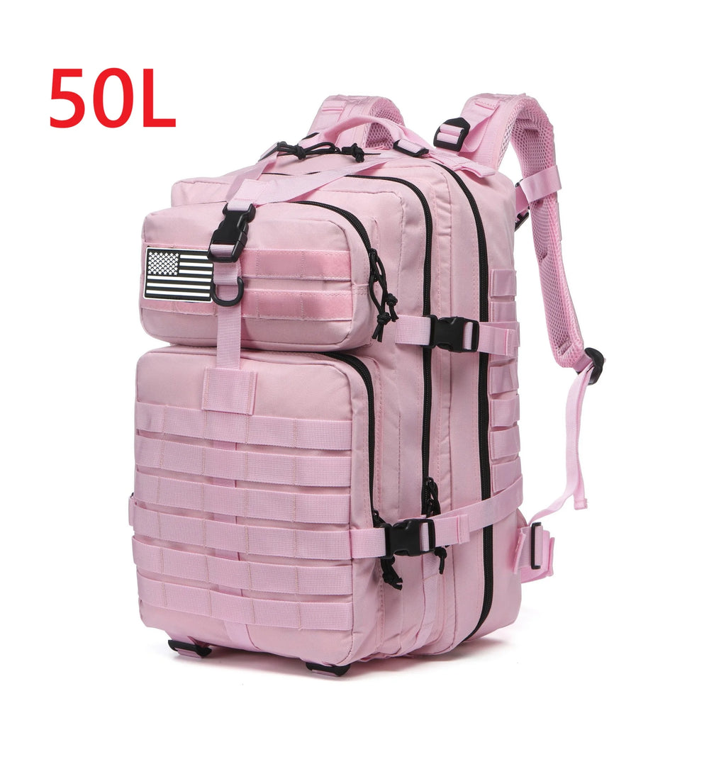 Mochila Tática 25L/50L – Nylon Impermeável para Caminhadas, Viagens e Aventura