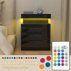 Mesa de Cabeceira SmartGlow™ com LED, Carregamento Integrado e 3 Gavetas