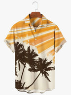 Men's short sleeved shirt new summer Hawaiian style lapel button up casual fashion large size