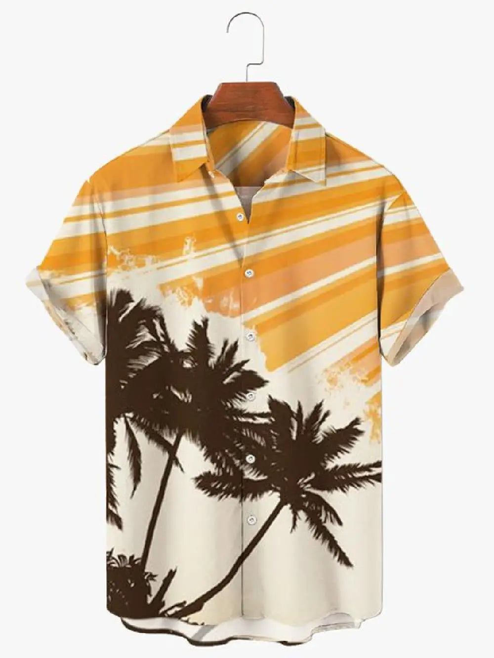 Men's short sleeved shirt new summer Hawaiian style lapel button up casual fashion large size