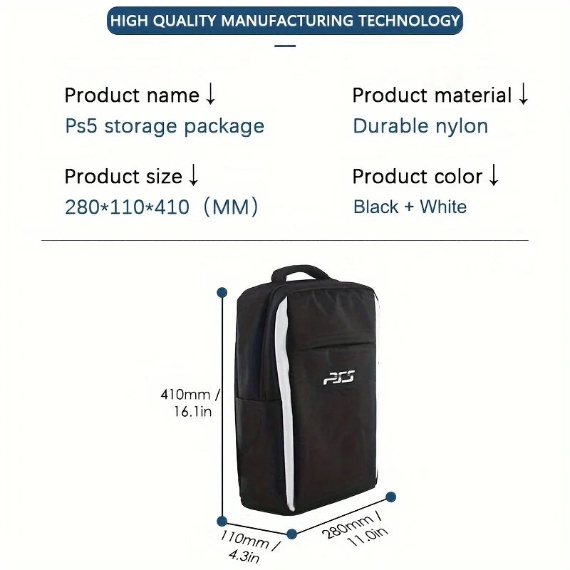 Mochila de Transporte para PS5 – Bolsa Protetora para Consola, Comandos e Acessórios Gaming