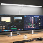 Candeeiro de Secretária LED com Dupla Cabeça e Pinça – Dimerizável, Ideal para Monitor, Escritório e Leitura