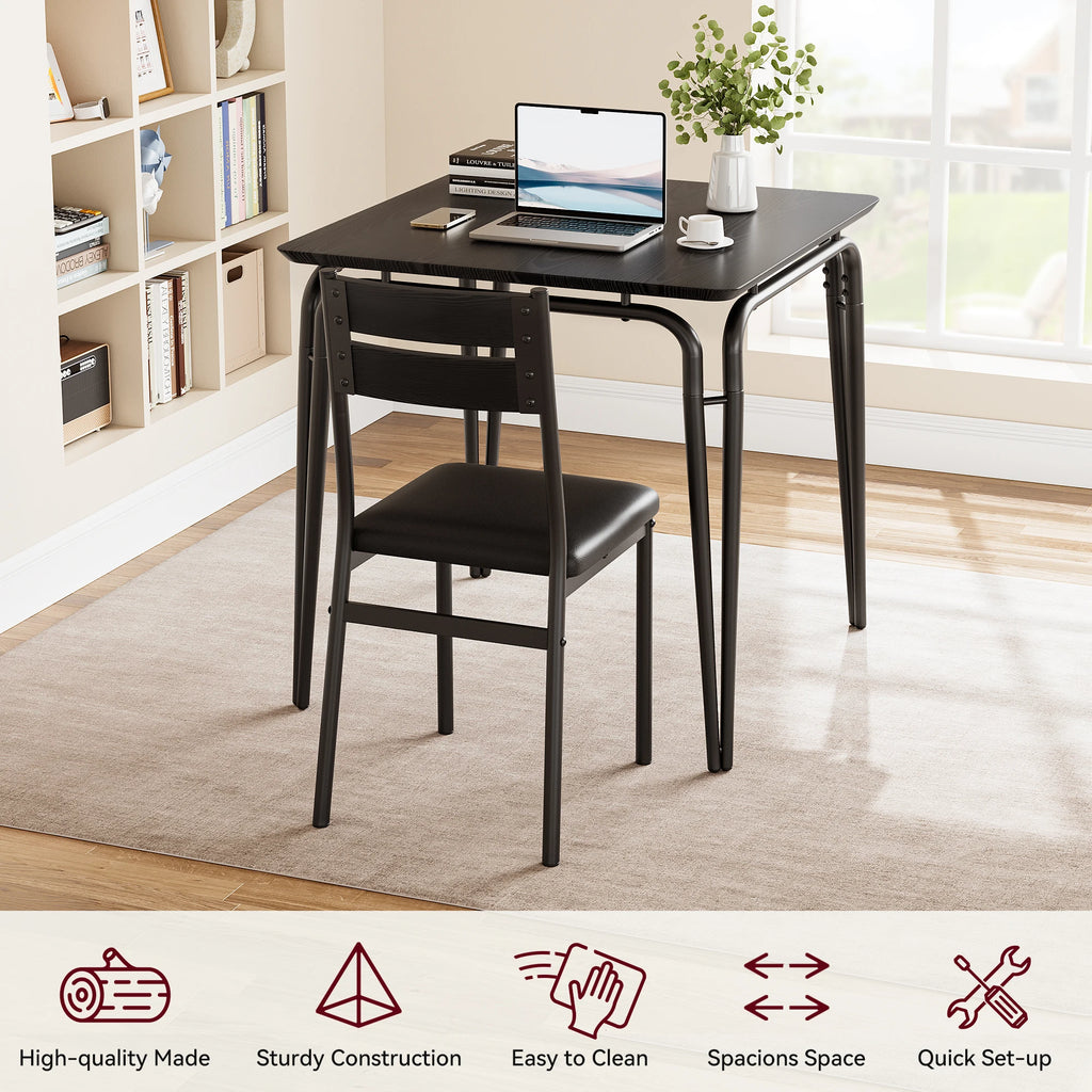 Conjunto de Mesa de Jantar para 2 – Mesa Quadrada com Cadeiras, Ideal para Cozinhas Pequenas e Apartamentos (Rustic Brown)