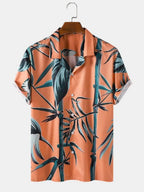 Men's short sleeved shirt new summer Hawaiian style lapel button up casual fashion large size