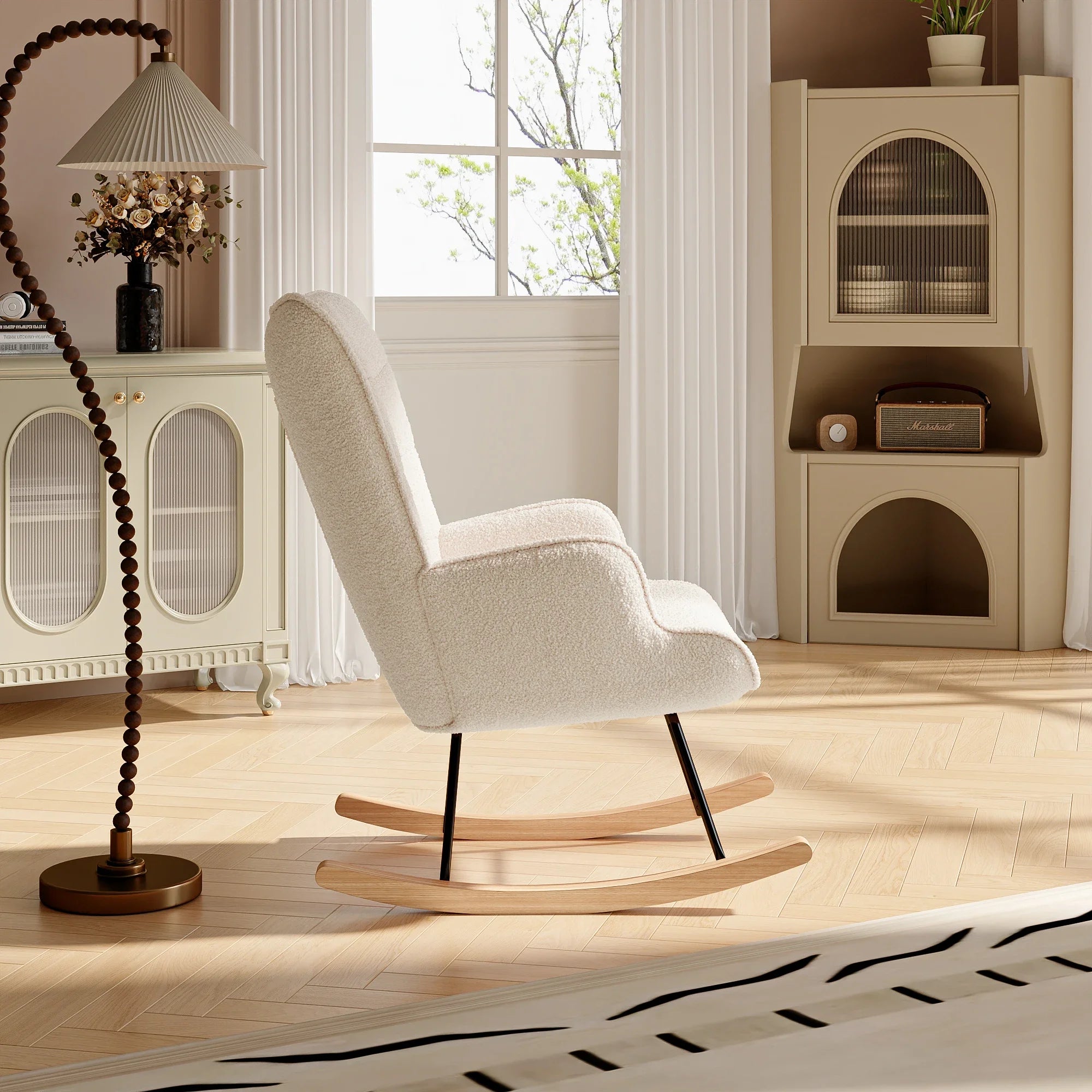 Cadeira de Baloiço – Cadeira de Relaxamento Estofada para Sala, Quarto ou Varanda