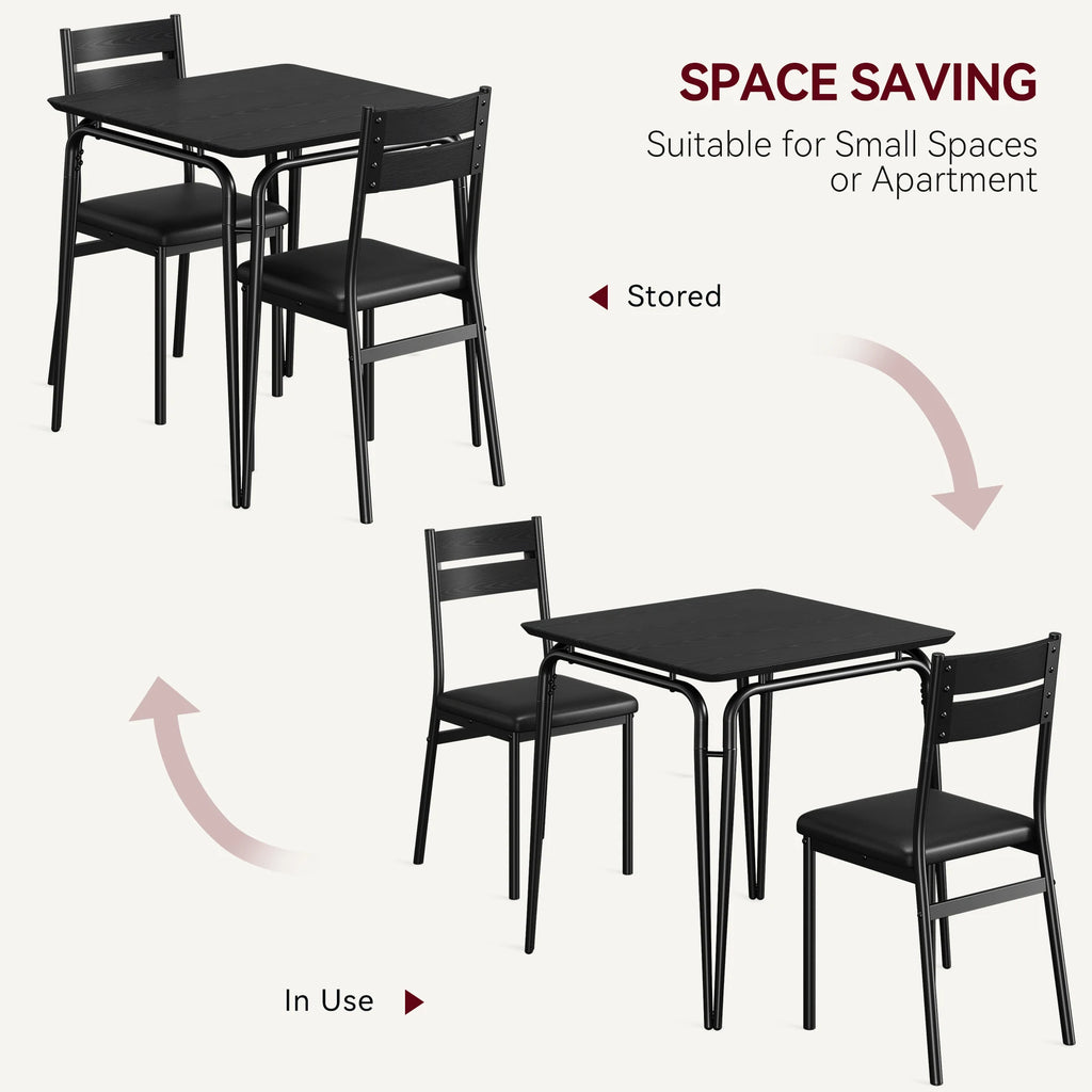 Conjunto de Mesa de Jantar para 2 – Mesa Quadrada com Cadeiras, Ideal para Cozinhas Pequenas e Apartamentos (Rustic Brown)