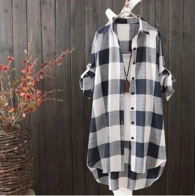 Camisa Feminina às Riscas – Estilo Casual Confortável para Outono