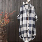 Camisa Feminina às Riscas – Estilo Casual Confortável para Outono