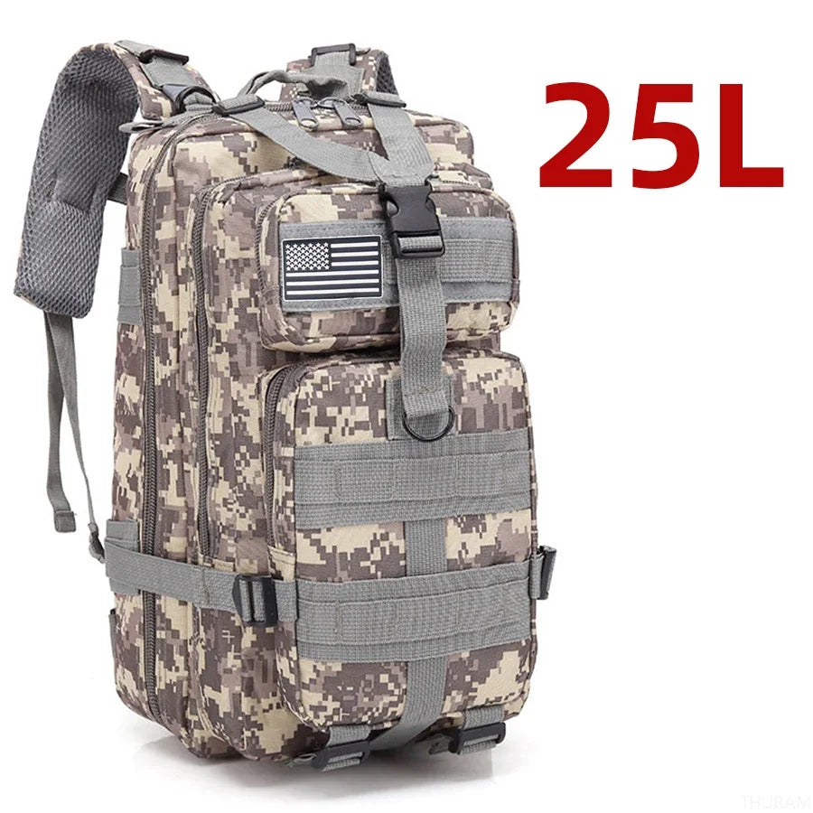 Mochila Tática 25L/50L – Nylon Impermeável para Caminhadas, Viagens e Aventura