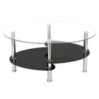 Glass coffee table, glass table 3 levels, oval living room table, coffee table sofa table for living room & office, 90x50x45cm