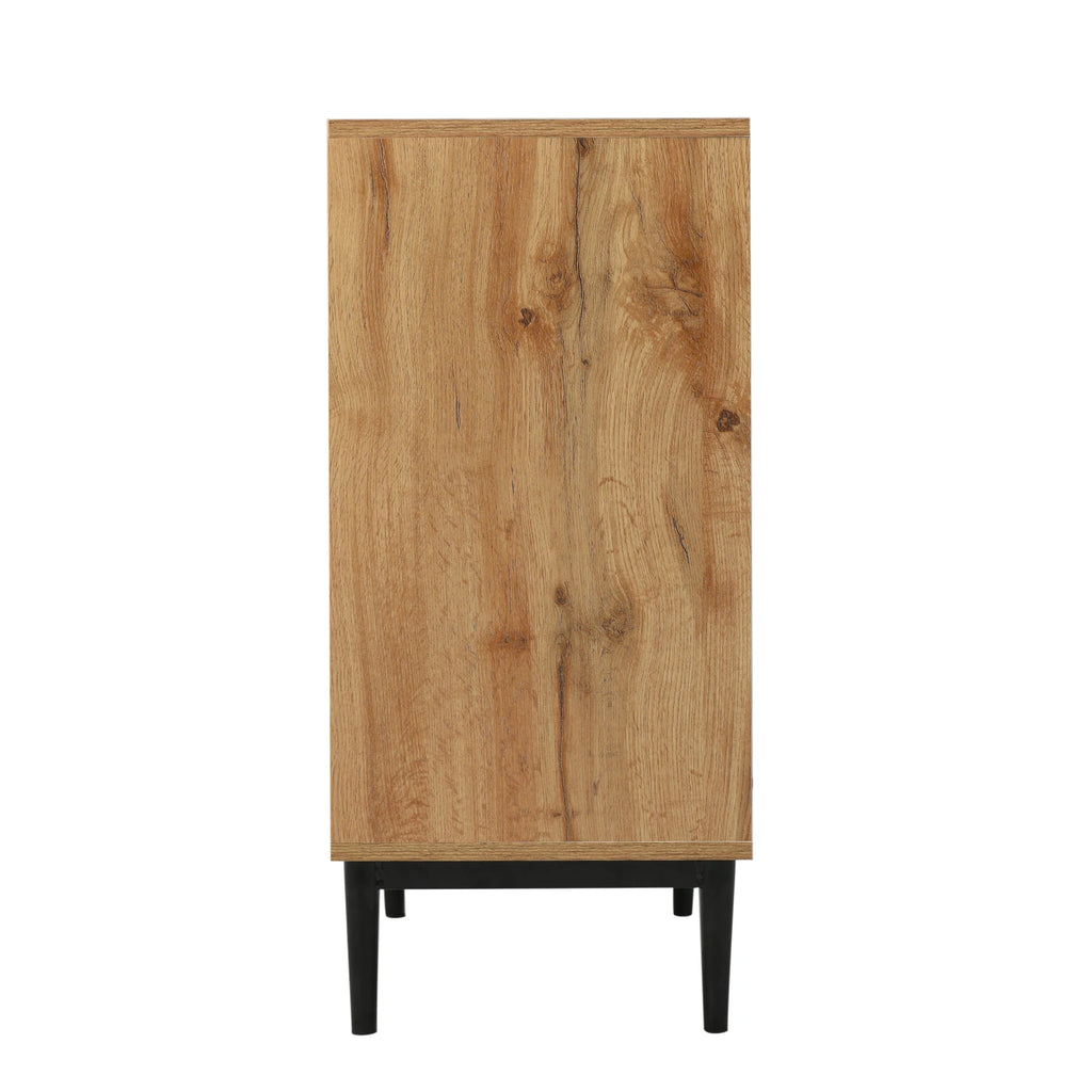 Aparador Moderno em Madeira com 3 Portas e Prateleiras – Robusto, Compacto e Fácil de Montar (160×35×76 cm)
