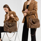 Mala Feminina em Camurça e Couro Genuíno – Tote de Luxo Outono/Inverno
