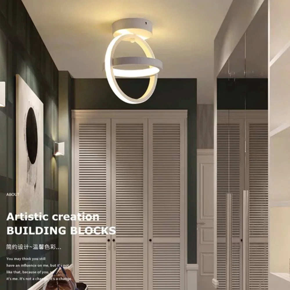 Candeeiro de Teto LED Moderno com 2 Anéis – Iluminação Interior para Corredor, Hall, Escritório, Varanda e Sala