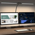 Candeeiro de Secretária LED com Dupla Cabeça e Pinça – Dimerizável, Ideal para Monitor, Escritório e Leitura