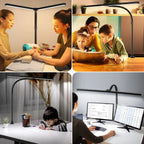 Candeeiro de Secretária LED com Dupla Cabeça e Pinça – Dimerizável, Ideal para Monitor, Escritório e Leitura