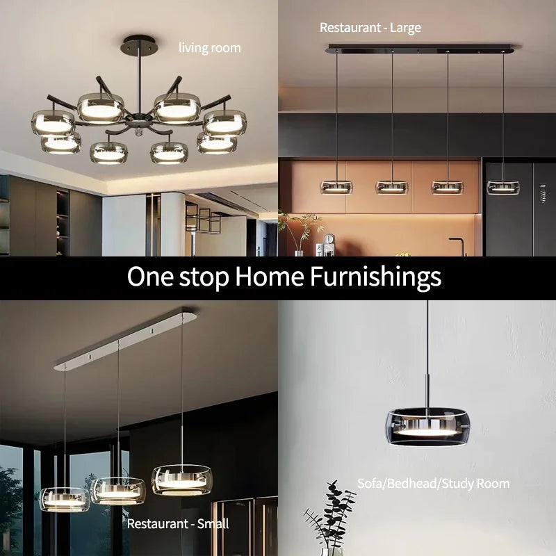 Candeeiro Suspenso Moderno em Vidro com LED Integrado – Iluminação Elegante para Sala e Quarto