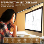 Candeeiro de Secretária LED com Dupla Cabeça e Pinça – Dimerizável, Ideal para Monitor, Escritório e Leitura