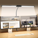 Candeeiro de Secretária LED com Dupla Cabeça e Pinça – Dimerizável, Ideal para Monitor, Escritório e Leitura