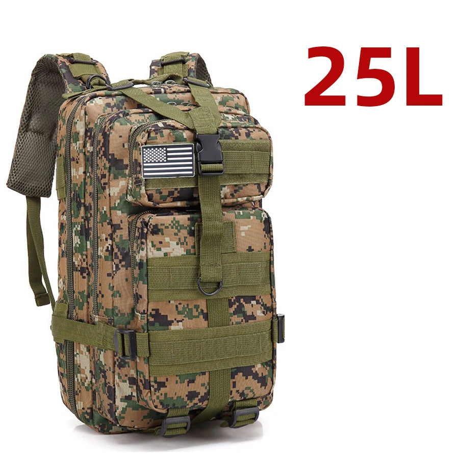 Mochila Tática 25L/50L – Nylon Impermeável para Caminhadas, Viagens e Aventura