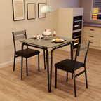 Conjunto de Mesa de Jantar para 2 – Mesa Quadrada com Cadeiras, Ideal para Cozinhas Pequenas e Apartamentos (Rustic Brown)