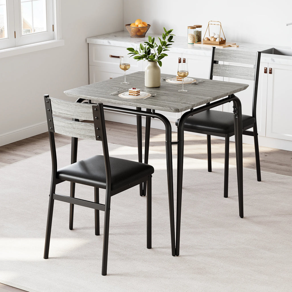 Conjunto de Mesa de Jantar para 2 – Mesa Quadrada com Cadeiras, Ideal para Cozinhas Pequenas e Apartamentos (Rustic Brown)