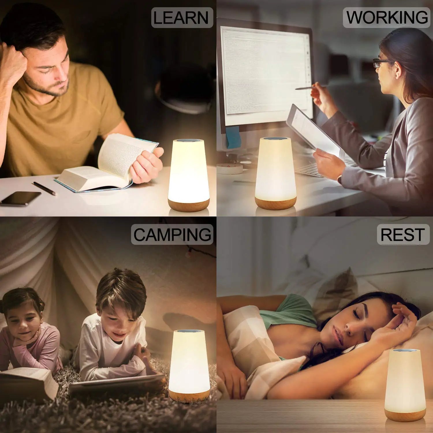 Candeeiro Noturno LED RGB 13 Cores com Comando e Touch