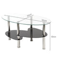 Glass coffee table, glass table 3 levels, oval living room table, coffee table sofa table for living room & office, 90x50x45cm