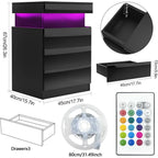 Mesa de Cabeceira SmartGlow™ com LED, Carregamento Integrado e 3 Gavetas