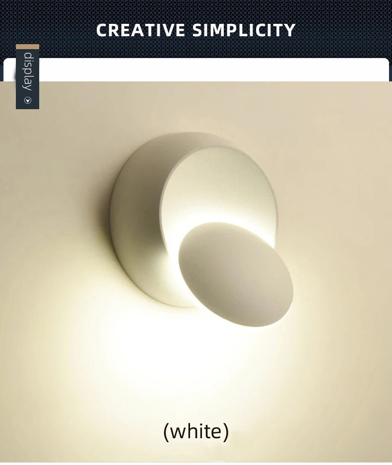 Candeeiro de Parede LED Moderno 5W com Rotação de 350° – Aplique Ajustável para Sala e Quarto