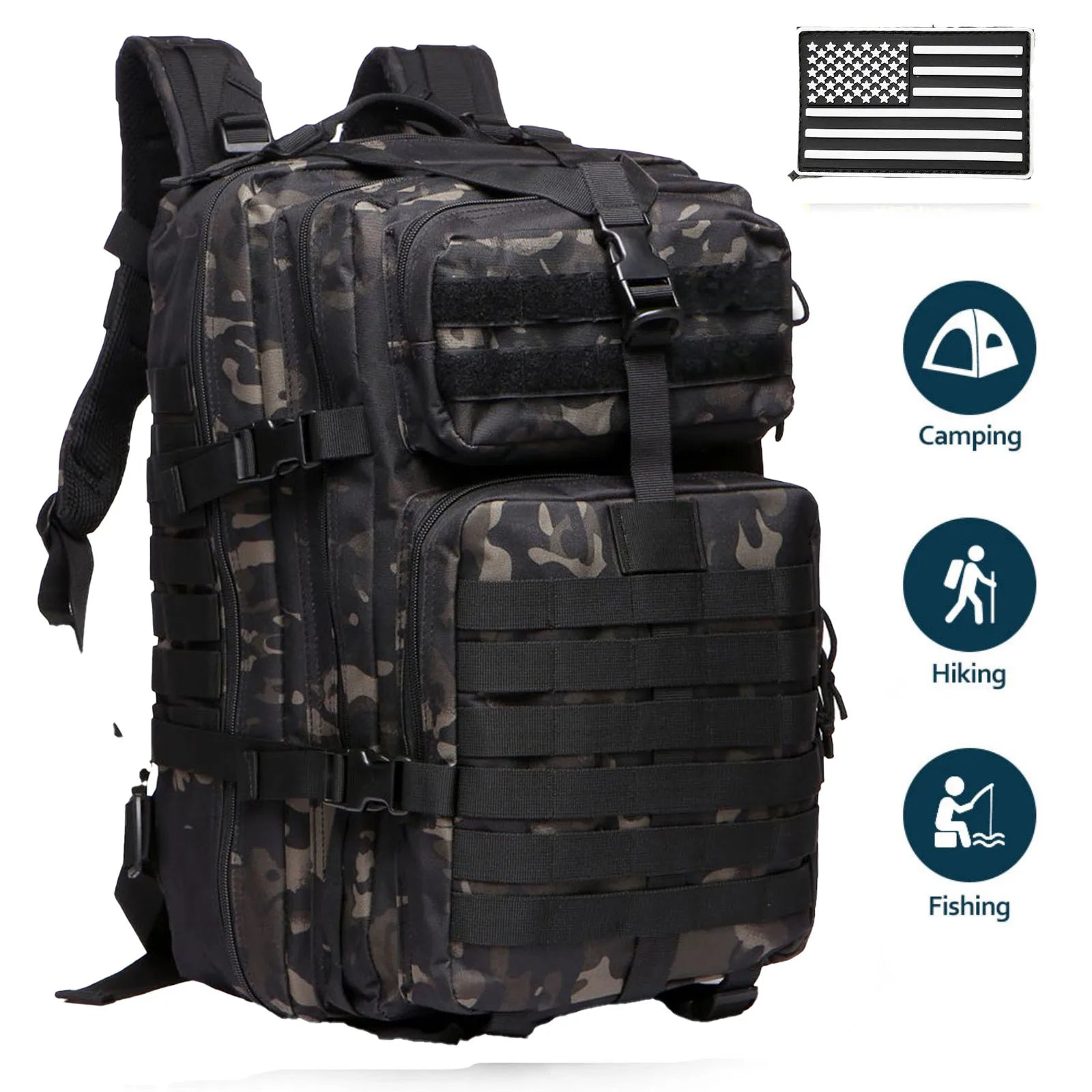 Mochila Tática 25L/50L – Nylon Impermeável para Caminhadas, Viagens e Aventura